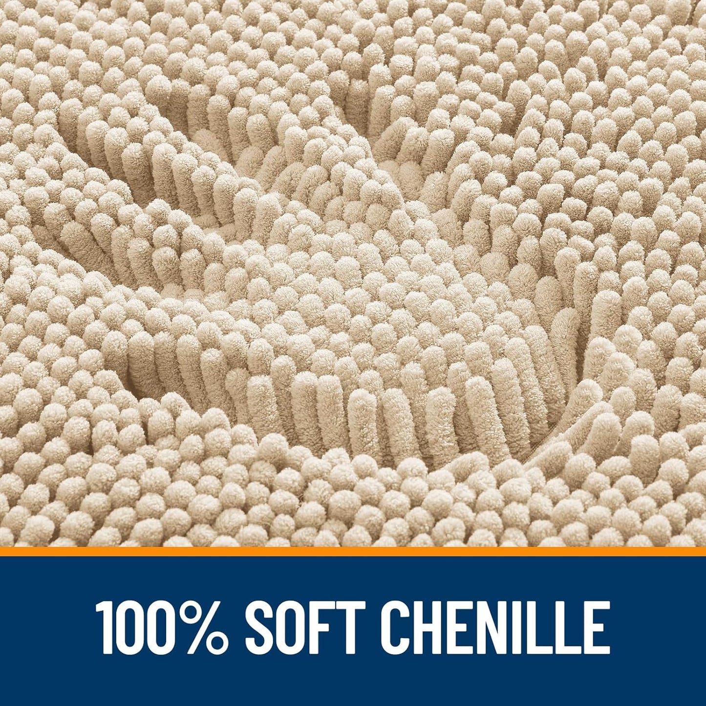 OLANLY Bathroom Rugs - Extra Soft Chenille Bath Mats with Rubber Backing | 44x24 Inches, Quick Dry, Beige