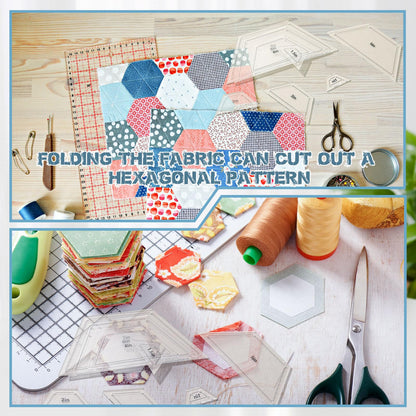 Kigley 8 Pcs Half Hexagon Quilting Templates and Rulers 1/1.5/2/3/4/5/6/7 Inch Acrylic Quilting Ruler with 1/4 Inch Seam Allowance for Cutting Pattern DIY Sewing Craft(Clear)