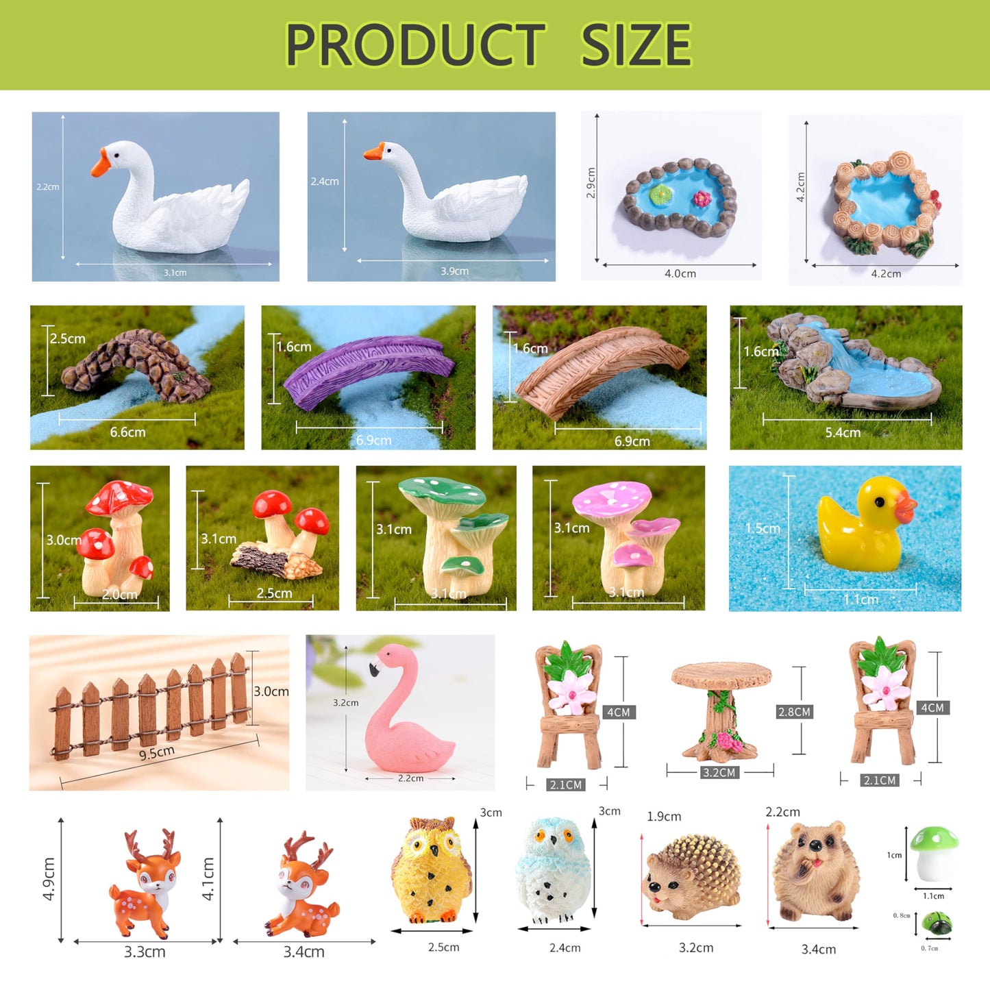 Photour 65 Pcs Fairy Garden Accessories Cute Fairy Garden Kit with Resin Fairy House Mini Bunny Squirrel Owl Mushroom for DIY Micro Landscape Dollhouse Succulent Craft