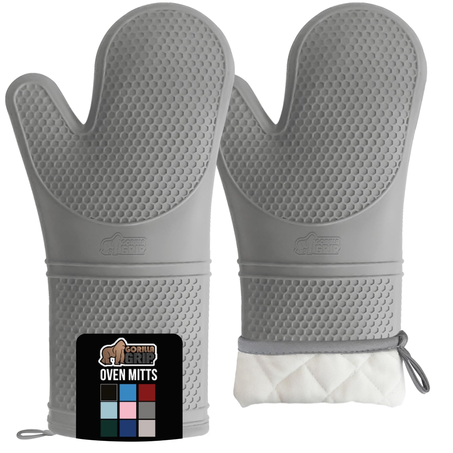 GORILLA GRIP BPA-Free Soft Silicone Oven Mitts and Pot Holders Sets, Heat Resistant Waterproof Cooking Gloves, Thick Cotton Lining, Flexible Gripping for Baking Grilling, Kitchen Trivets, Turquoise