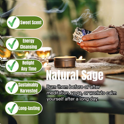 SOUL STICKS Smudge Stick Variety Gift Set, Bulk Sage Bundles for Space Cleansing, Smudging Wand Gift Set (Floral Sage,