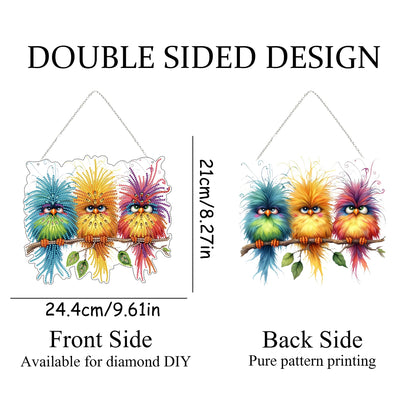 JJFox Diamond Art Hanging Kit for Adult,Special Shaped Rhinestone,Double Sided DIY Acrylic Diamond Art Painting Window Pendants Home Garden Wall Hanging Kits Hanging Ornament (Bird)