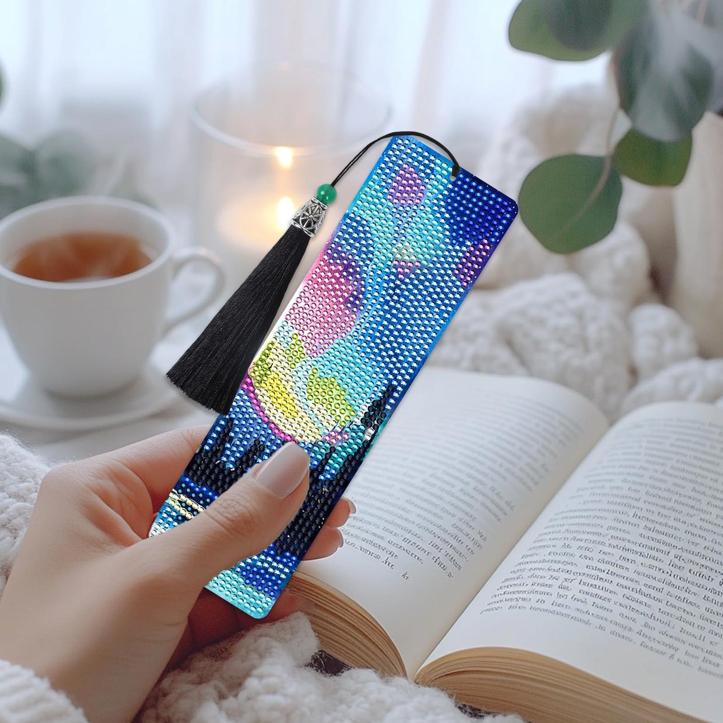 Sitsink Aurora Diamond Art Bookmarks - 8 Pcs Diamond Painting Bookmarks Northern Polar Lights Theme Gem Art Rhinestone Craft Kit for Adult Women Christmas Gift