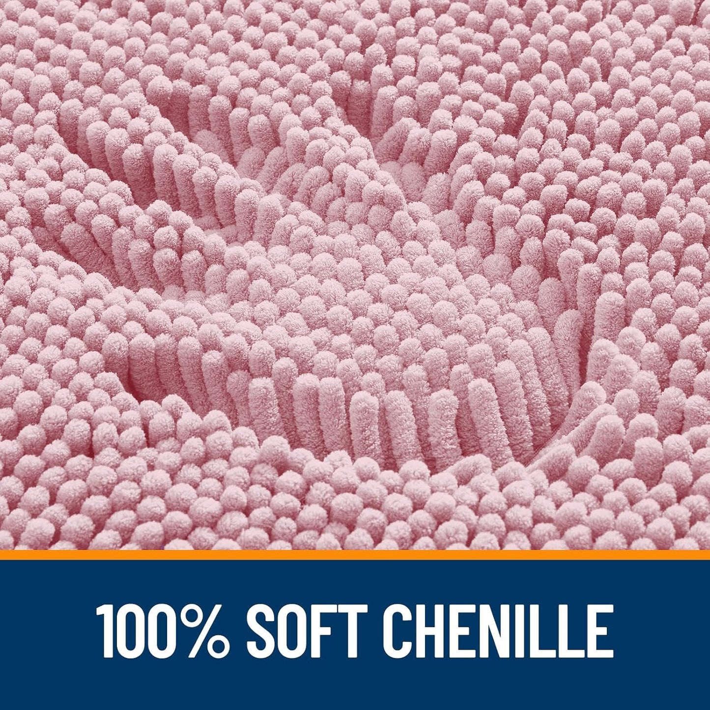 OLANLY Large Bathroom Rugs - Extra Soft Chenille Bath Mats | Quick Dry, Machine Washable, Dusty Rose 40x32