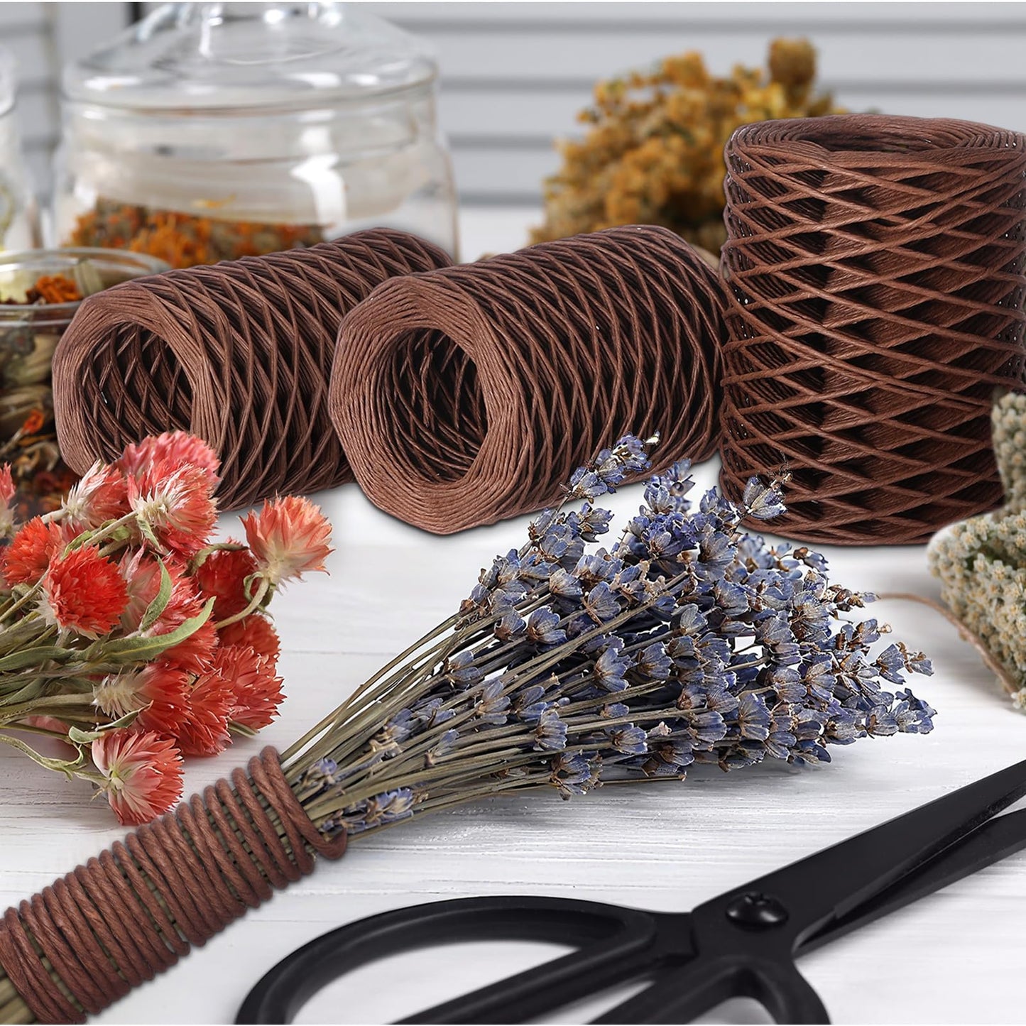 Threlaco 3 Roll 164 Feet Floral Wire Rustic Vine Bind Wire for Wreath Making, Flower Bouquets, DIY Craft, Gift Wrapping, and Wedding Decor(Brown,0.04, 0.06, 0.08 Inch)