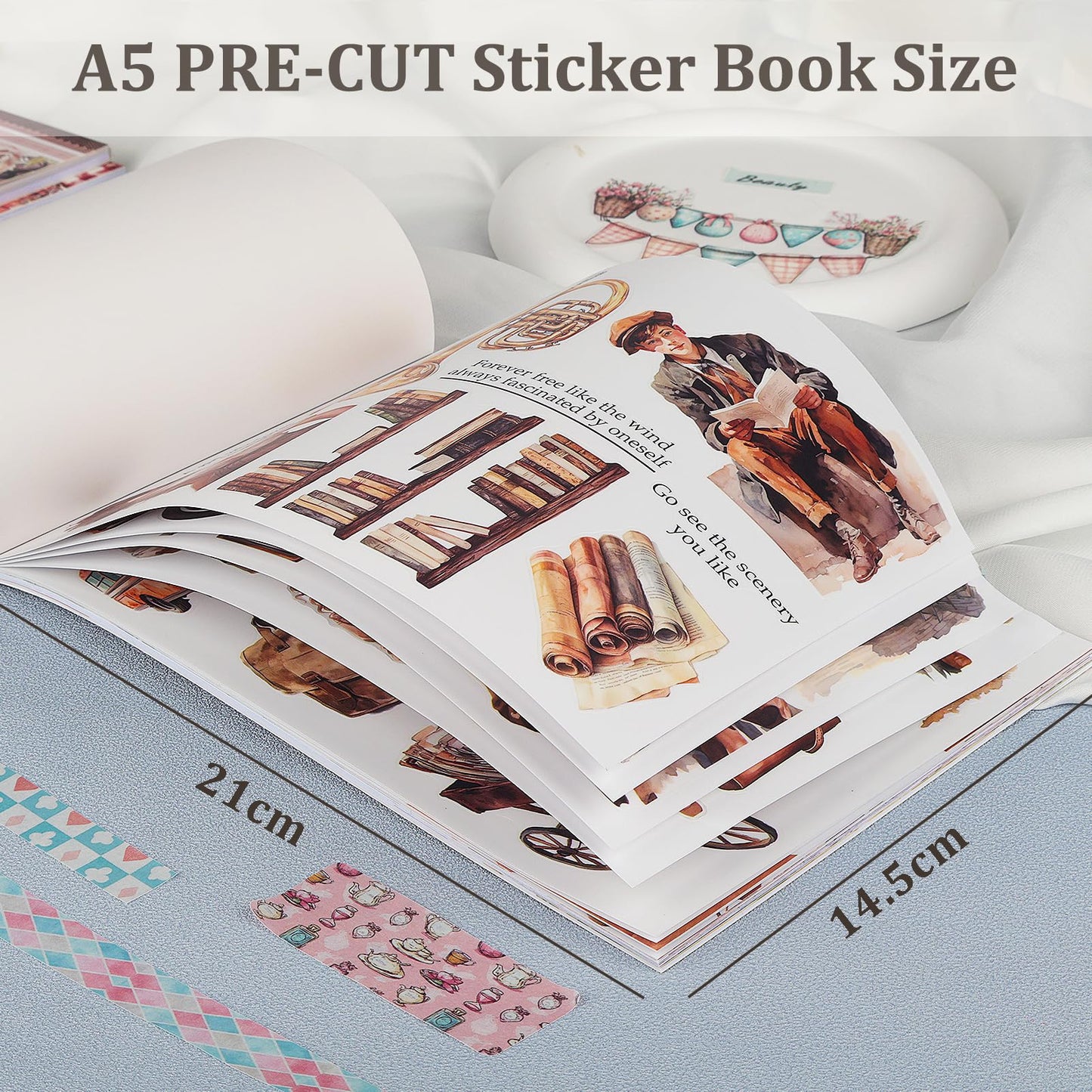 Snycler streetscape Theme Sticker Scrapbooking Supplies for Junk Journal, 20 Sheets PET Stickers - Vintage Journaling Stickers, Ephemera Sticker Book Pre Cut, Planner, Junk Journal Supplies