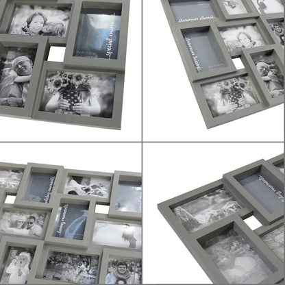 J.M.Deco Collage Picture Frames for Wall 24 Slots, Reunion Friends Family Memory Large Photo Frame Selfie Gallery Puzzle Collage Wall Hanging for 4x6 Photo | Grey