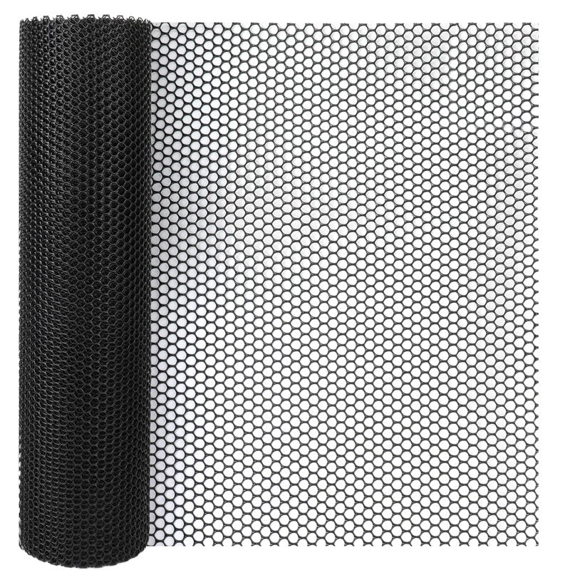 Bar Shelf Liner for Countertop, Glass Drying 24 Inch Wide Plastic Mesh Liners Mat, Non Slip Bar Mats Cabinet Liner for Pub Shelves Cupboard, 61X500CM, Black