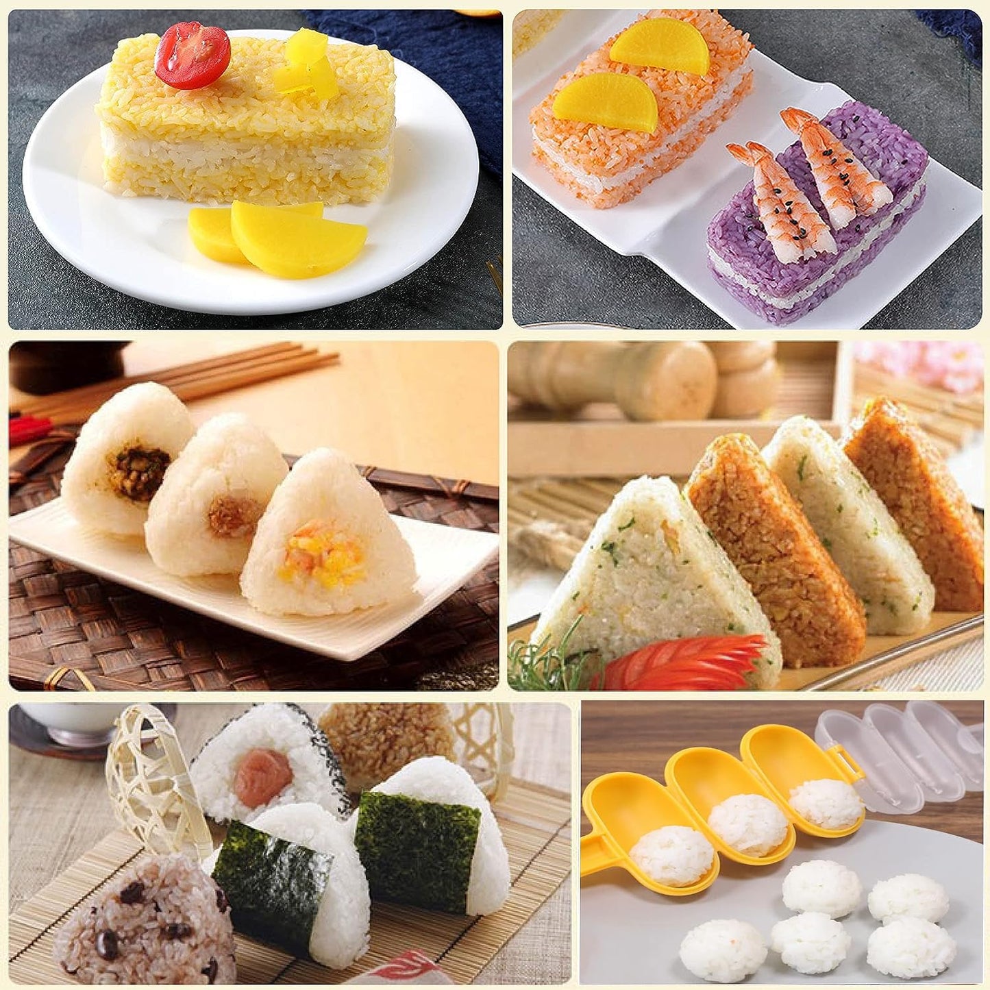 6 Pcs/Set Musubi Maker Kit with Luncheon Meat Slicer - Non-Stick Rice Ball Onigiri Press Mold, BPA-Free Sushi Mold for Hawaiian Musubi