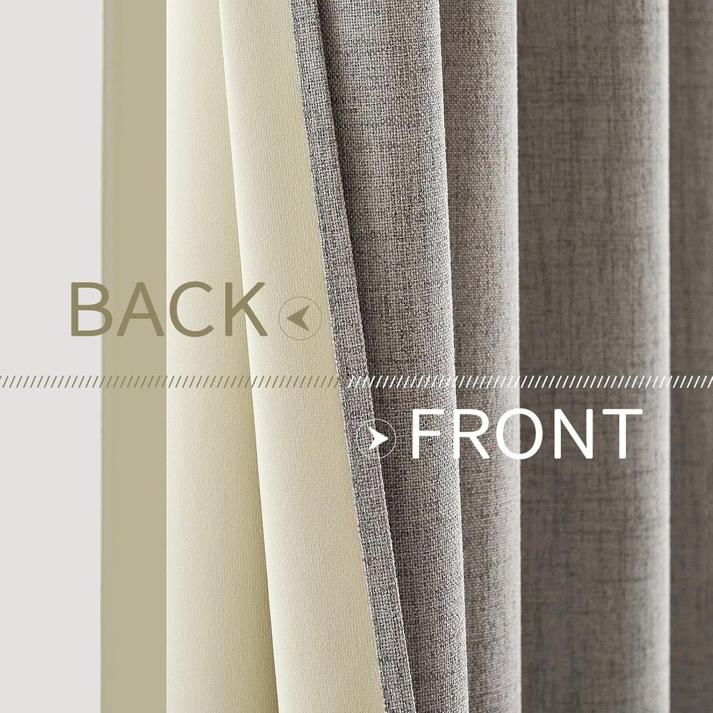 MIULEE 100% Blackout Linen Textured Curtains - Thermal Insulated Room Darkening Drapes | Warm Taupe, 52 x 72 Inch (2 Panels)