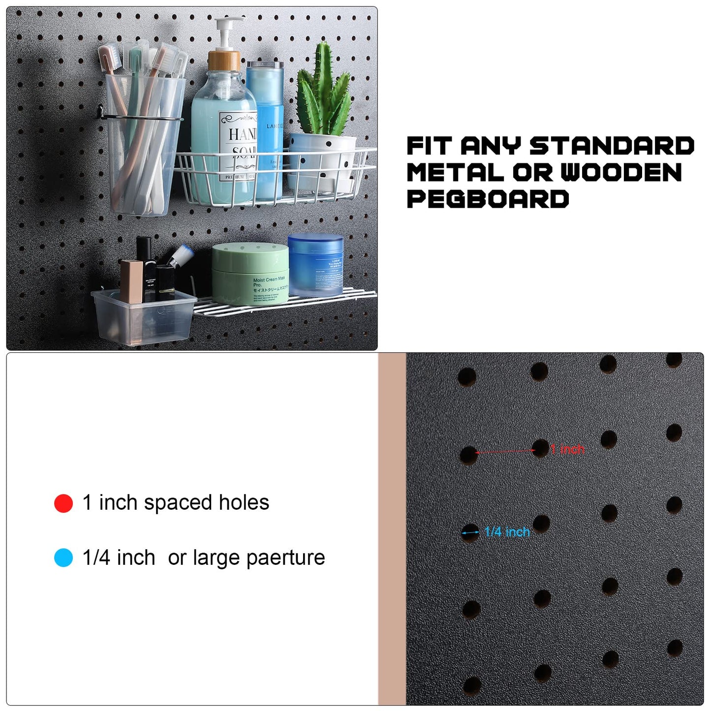 2 Pcs Wood Pegboard High Density Fiberboard 24 x 48 Inches Wall Mount Display Black Pegboard with Mounting Hardware Round Hole Peg Boards for Walls, Garage Craft Room Workshop Organizers and Storage