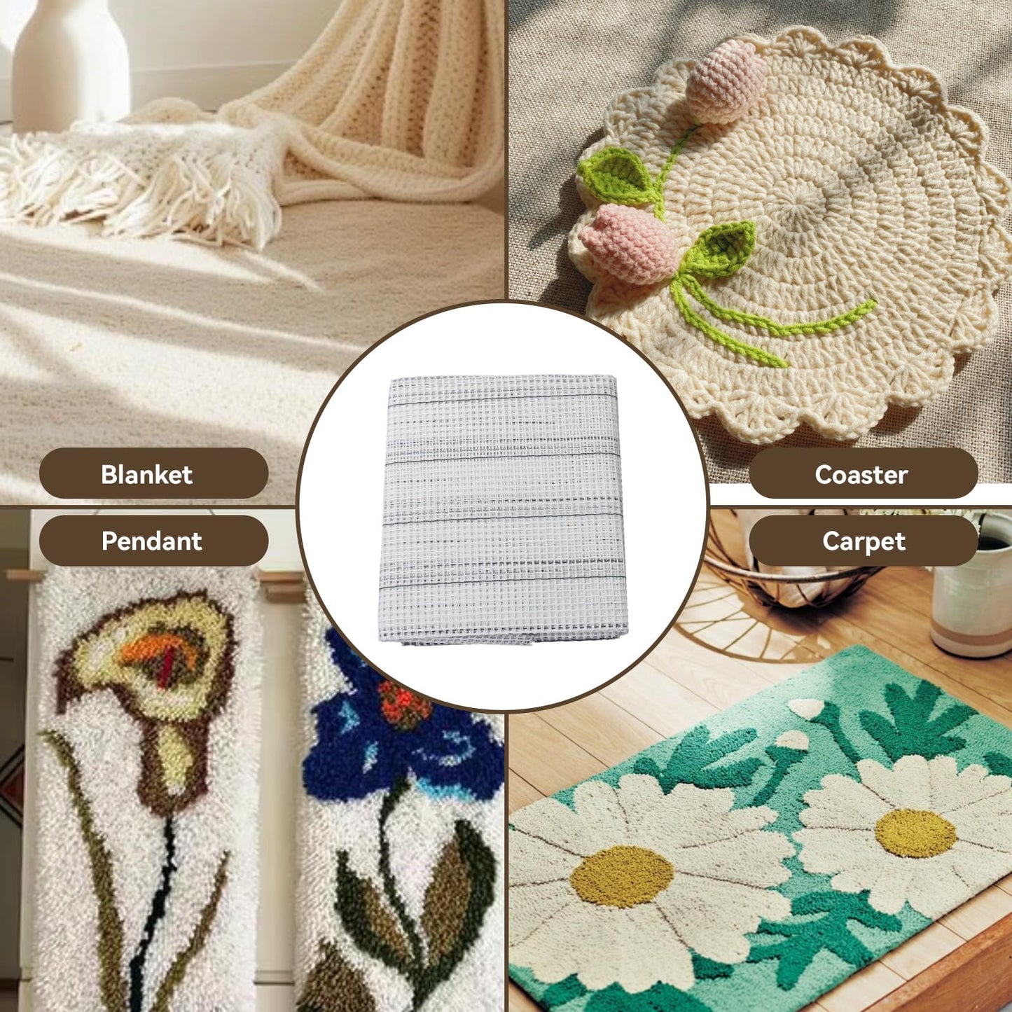 HERCHR Latch Hook Canvas,Rug Making Canvas Latch Hooking Mesh Fabric Blank Rug Hooking Mesh Canvas Kit DIY Mesh Sheet Multipurpose Rug Hooking Mesh for Embroidery Knit(100 * 150cm)