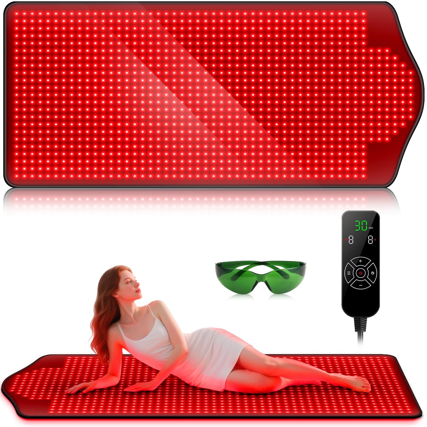 Red Light Therapy for Body, Infrared Light Therapy, 73"x 32" Red-Light Mat for Full Body, 1090 LEDs, 660nm & 850nm 3-in-1 LED Bead, Pain Relief, Light-Therapy for Dogs, Shoulder, Back, Knee