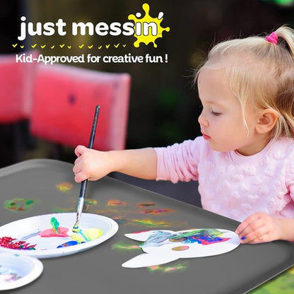 Just Messin’ Silicone Art Mat - Reusable Non-Slip, Heat-Resistant Design with Raised Edges | 16"x26", Gray