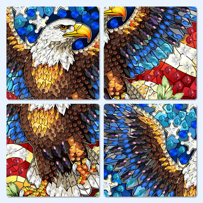 MXJSUA American Bald Eagle Diamond Painting Art Window Suncatchers, Diamond Art Kits for Adults Hanging Ornaments with Chain, 5D Special Shape Crystal Diamond Pendant Accessories for Decor Gift