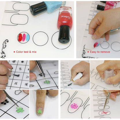Segbeauty 2pcs Silicone Nail Mats, 16" Silicone DIY Nail Art Stamping Mats, Workspace Stamping Manicure Mat, Nail Polish Coloring Practice Pad, Nail Sticker Trainer Guide Table Cover Palette Tool