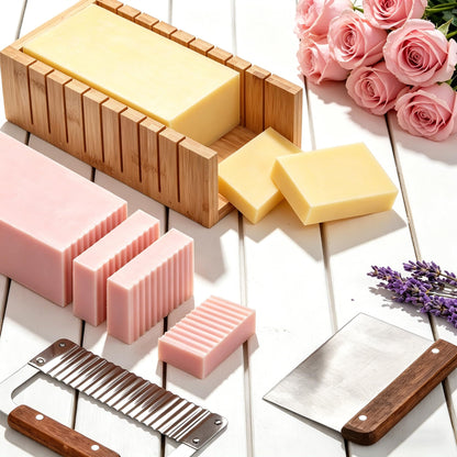 Soap Making Kit for Adults All-in-One Soap Making Supplies Includes Melt & Pour Goat Milk Soap Base, Silicone Loaf Molds,Premium Cutting Box & 500+PCS DIY Handmade Soap