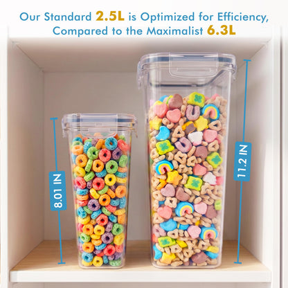 Shazo 2 Pack (15.4 Oz Cereal Capacity) Small Airtight Cereal Containers Storage with Lids, Perfect Space Saving BPA-Free Plastic Container, Pantry Organization and Canister for Rice, Sugar & Flour