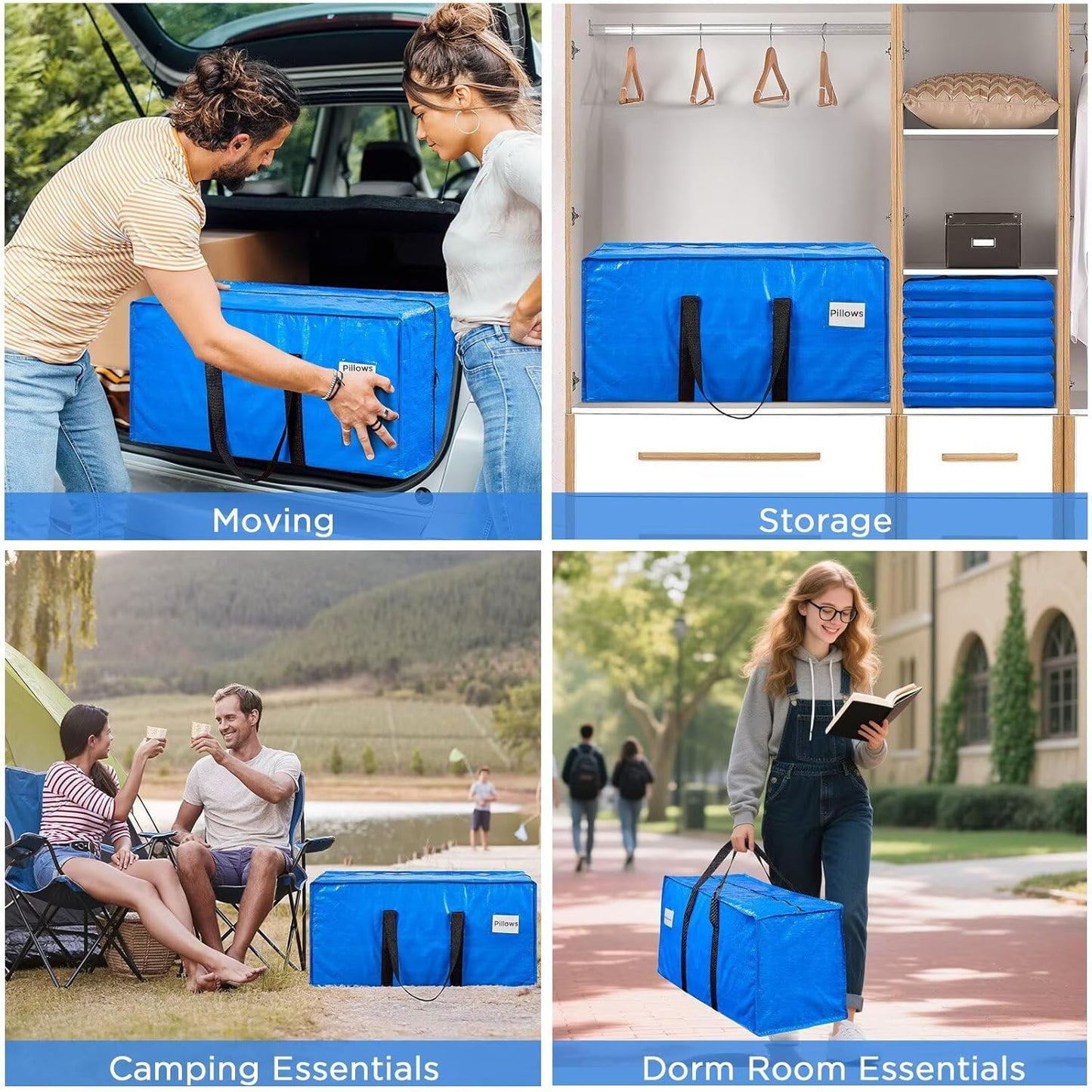 2 Pack Packing 29L 14W 13H BETU Moving Bags Moving Storage College Dorm Camping Travel PE Heavy Duty, Sturdy Handle