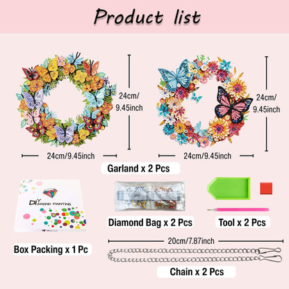 Muzagroo Art Garland Diamond Art Kits for Adults 5D Diamond Hanging Ornament Kits for Windows DIY Special Shaped Diamond Dot Kits Crystal Window Hanging Pendant 2PCS (Garland)