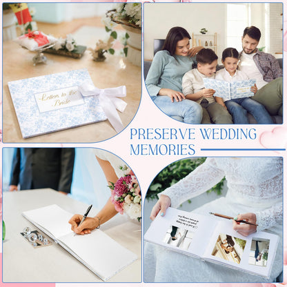 Humyoun 8.5 x 7 Inch Wedding Guest Book Letters to the Bride Scrapbook Wedding Memory Book Bridal DIY Blank Paper Scrapbook Photo Album Guest Sign (Blue,Classic)