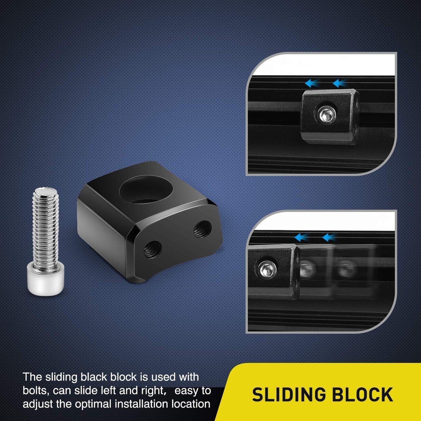 Nilight 2PCS Mounting Base Bracket for LED Light Bar Slide Mount Bracket, 2 Years Warranty (90034B), Black