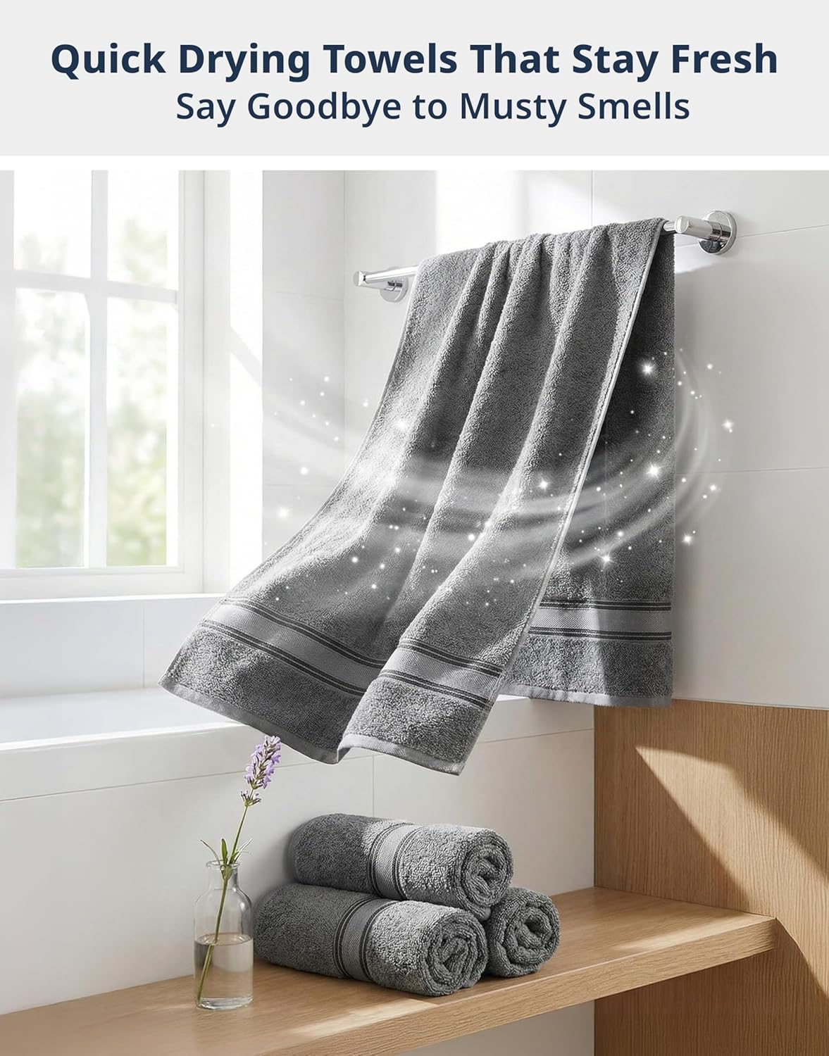 Set 12 100% 4 4 4 LANE LINEN Bath Towel of Premium Cotton Towels for Bathroom, Bath, Hand & Washcloth, Zero Twist
