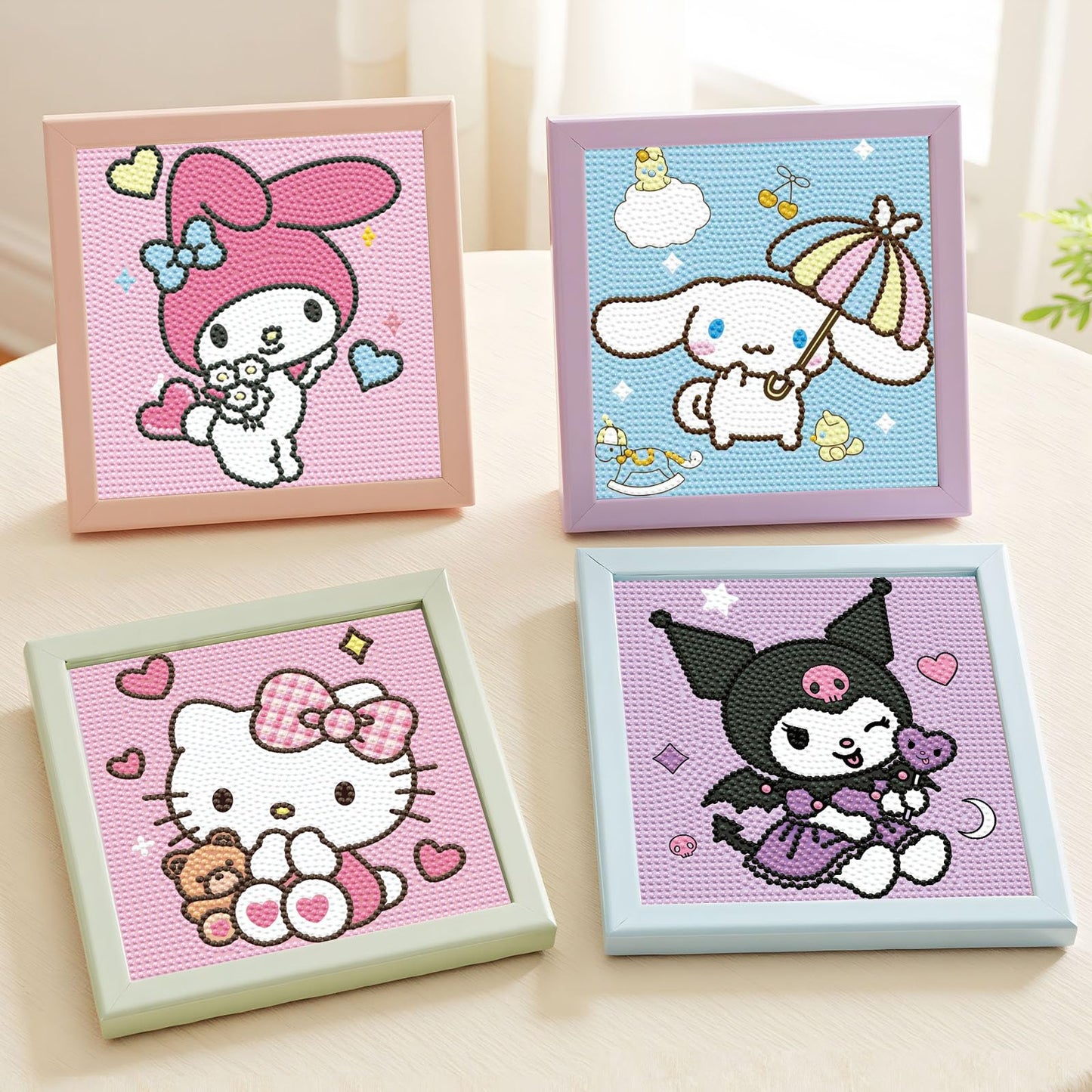 Diamond Art Kits for Kids Teen Adults, 4 Pack Cartoon Diamond Painting Kit Arts and Crafts for Kids Beginner, Mosaic Kits DIY 5D Full Drill Gem Art Dimond Art Paintings for Home Wall Decor, 6" X 6"