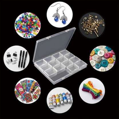 LJY Large 48 Grid Bead Storage Box -3-Pack Transparent Storage Box,Suitable for Jewelry, Earrings,Rings,Diamonds,Hardware,Fishing Gear Portable Mesh Plastic Box with Safety Buckle