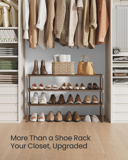 3-Tier 16-20 11.8 36.2 21.7 Inches, ULSA303K01 SONGMICS Shoe Rack, Shoe Organizer, Metal Storage Shelf, Upright