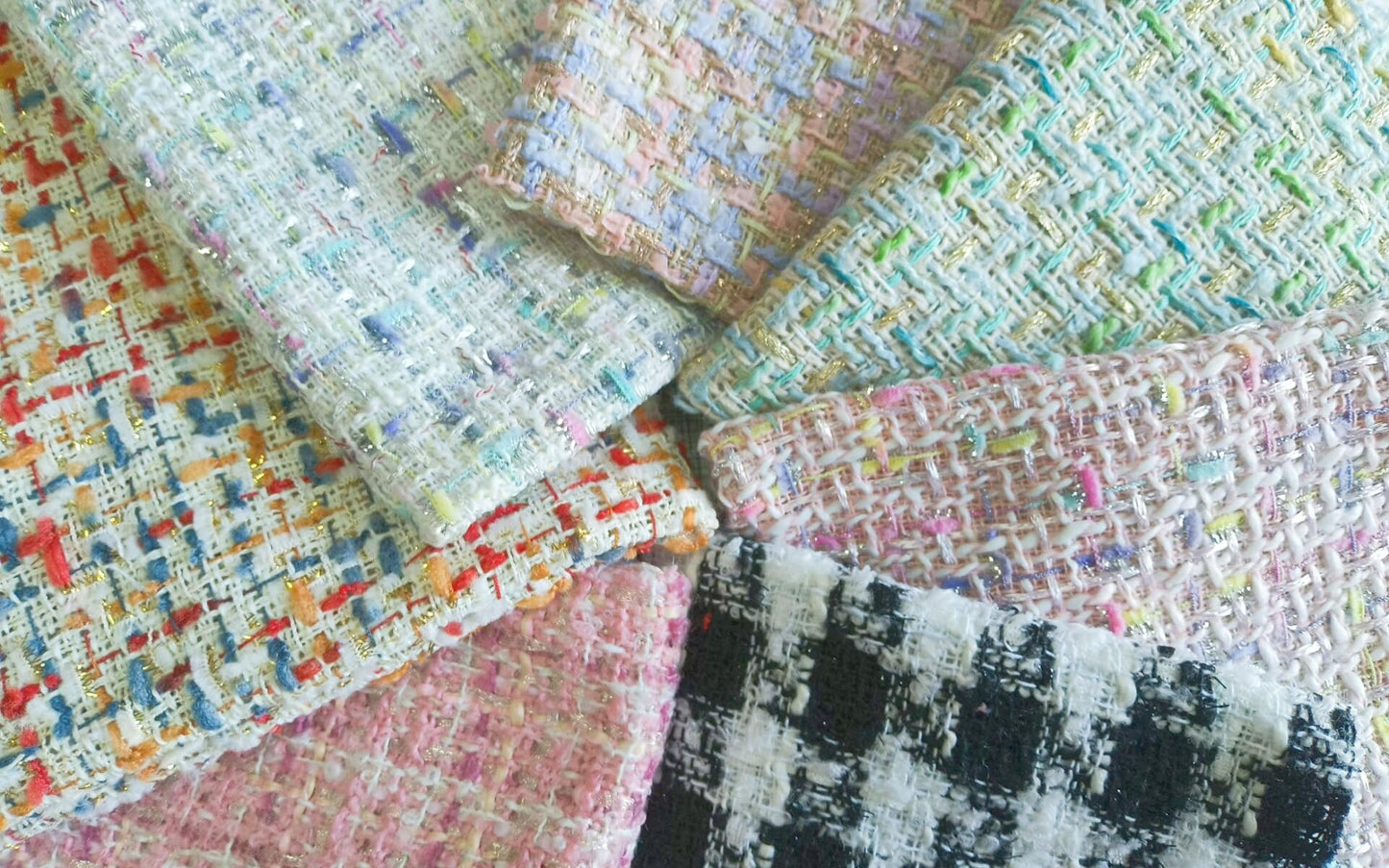 7pcs 12X12 Inches Metallic Thread Tweed Fabric Craft Bundle Squares Patchwork DIY Handmade Material Set Bundle Home Crafts Sewing Scrapbooking Quilting