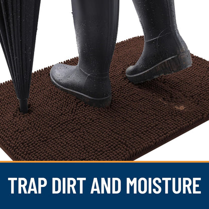 OLANLY Dog Door Mat - Absorbent Non-Slip Mud Mat for Dogs | Quick Dry Chenille, 50x30, Brown