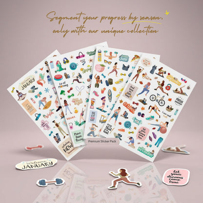 Oriday Health & Wellness, Workout - Newly Updated, Set of 410+ Stickers, 7 Sheets for Seasonal Fitness - Journaling, Scrapbooking, Planning, Habit Tracker for Monthly, Weekly & Daily Planner, Calendar
