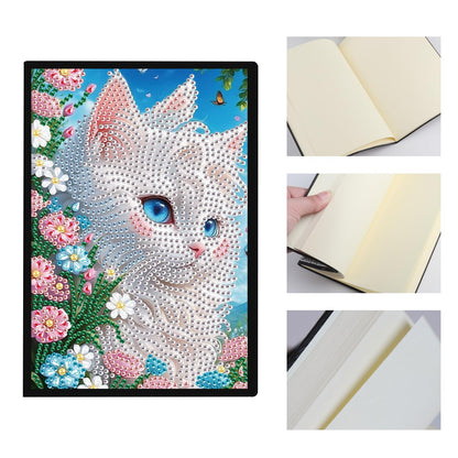 DCIDBEI Diamond Painting Notebook Blank Set of 2 Diamond Art Notebook A5 Diamond Art Kits for Adults Journal Book Sketchbooks Cat Flowers Craft Set Diary Sketchbook Painting by Numbers Notebooks