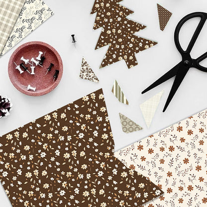 MerwDeeyt Scrapbook Paper 12x12 In and 6x6 In Pack, Spring Floral Patterned Paper for Scrapbooking, 48 Sheets Double Sided Decorative Craft Papers for Card Making Journaling Decor (Beige)