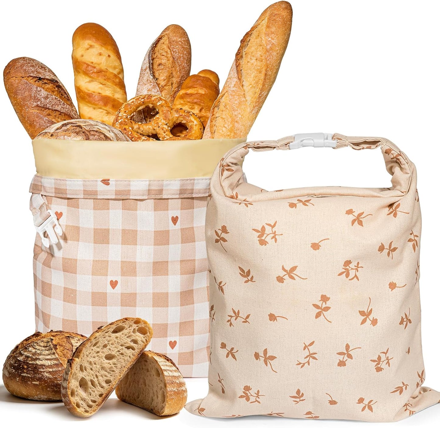 2 Beeswax Bread Bags for Sourdough, pcs Reusable Beeswax Bread Bags for Homemade Sourdough, XL Cotton and Linen Food