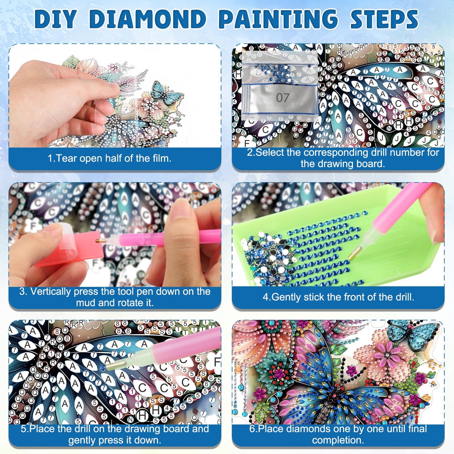 DOMROM Hanging Diamonds Art Kits for Adults, Butterfly DIY Special Shaped Diamond Painting, Gem Art Suncatcher Ornament for Home Garden Window Wall Decor