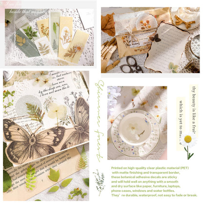 Maxleaf Pressed Flower Stickers Set, 270PCS Dried Flowers Waterproof Stickers Decals Floral Botanical Journaling Stickers for Scrapbook Supplies Junk Journal Bullet Journals Planner Laptops Art Crafts