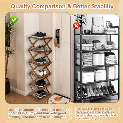 Closet Closet, (2 Simcat Shoe Rack for Bamboo Shoe Storage Freestanding Shoe Storage Shelf for Entryway, Front Door