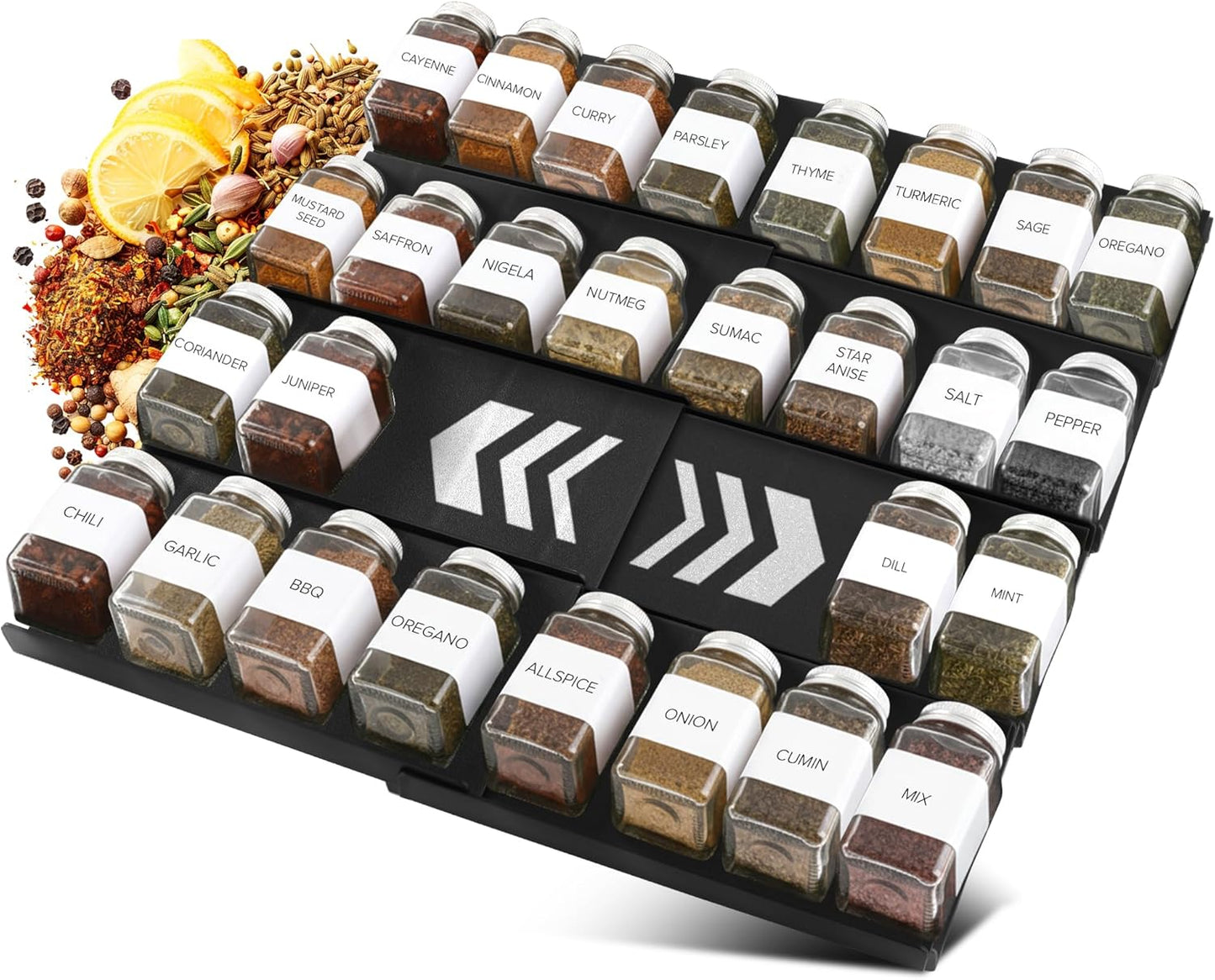 ALCOVA 4 9" 18", Countertop 8 Pack Spice Drawer Organizer, Tier Expandable Spice Rack for Drawer from to Spice