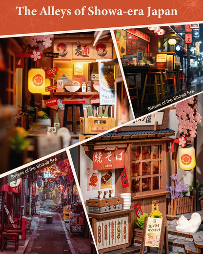 Rolife Book Nook Kit Sakura Wine Alley, 3D Wooden Puzzle Booknook for Bookshelf Decor, Japanese-Inspired Sakura Theme Creative DIY Miniature Dollhouse Kit, Crafts Gifts for Adults, Teens & Book Lovers