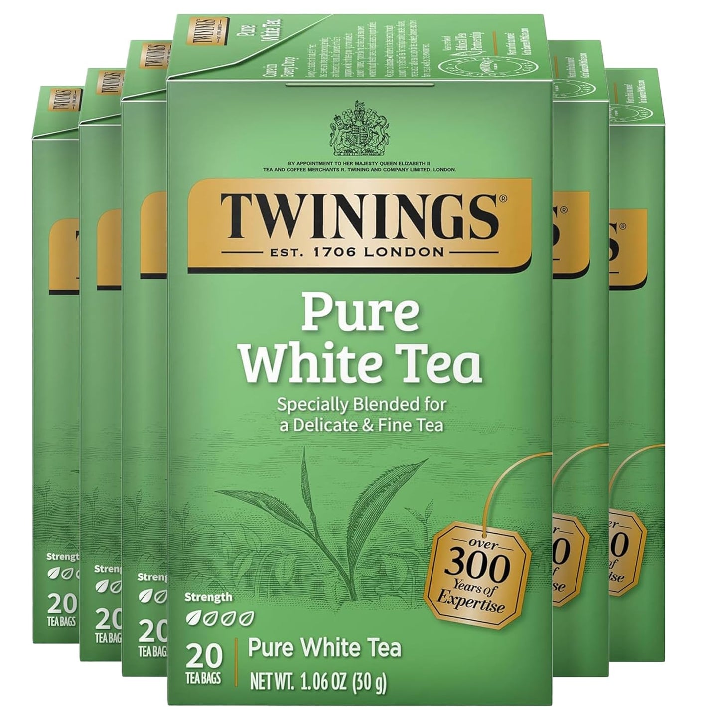 Twinings Pure White Tea - Individually Wrapped Bags, Light & Fresh Flavor, 20 Count (Pack of 6)
