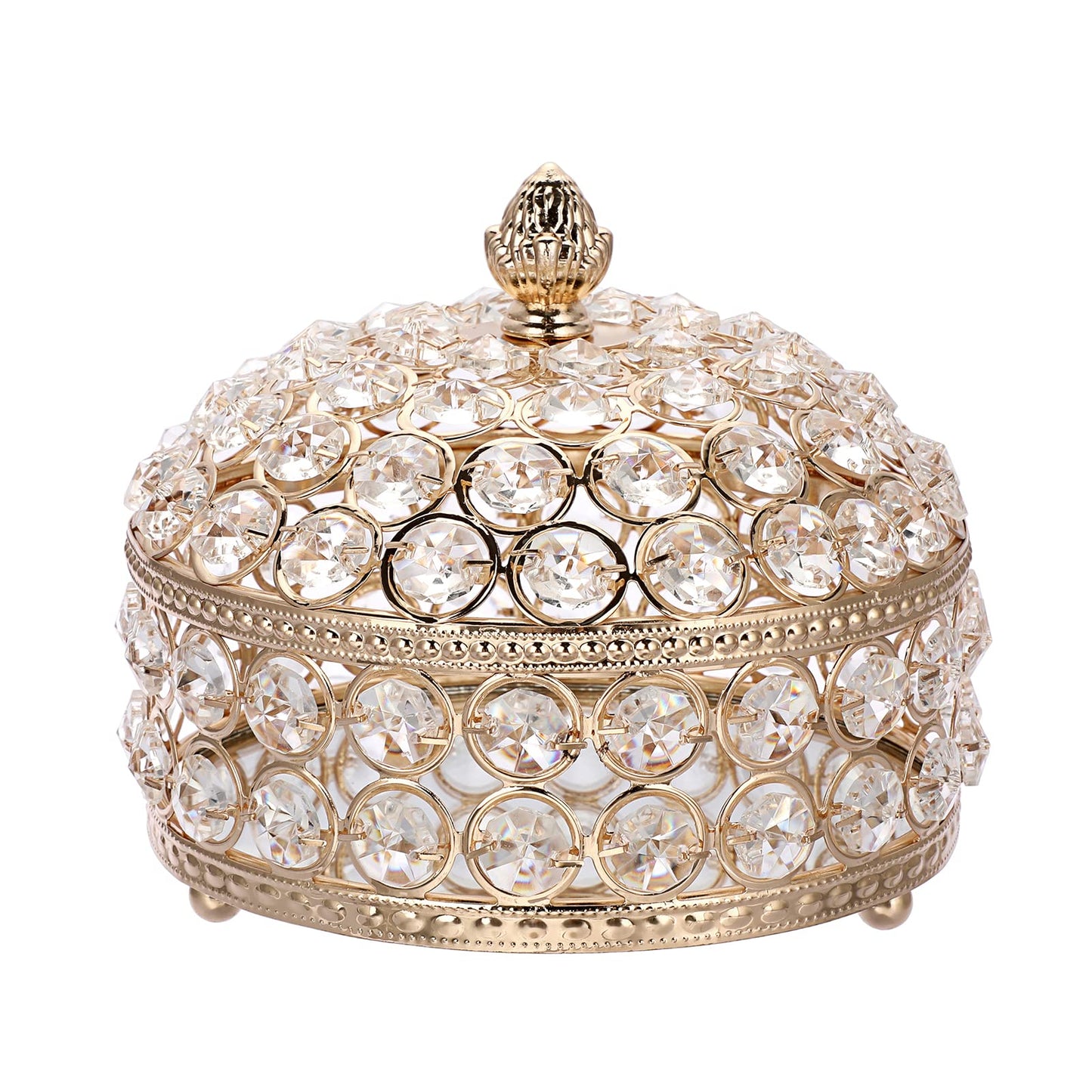 Hipiwe Crystal Jewelry Box Jewelry Trinket Organizer Box Gold Treasure Box Luxury Home Decor Ring Earrings Storage Holder Keepsake Box for Women,X-Large