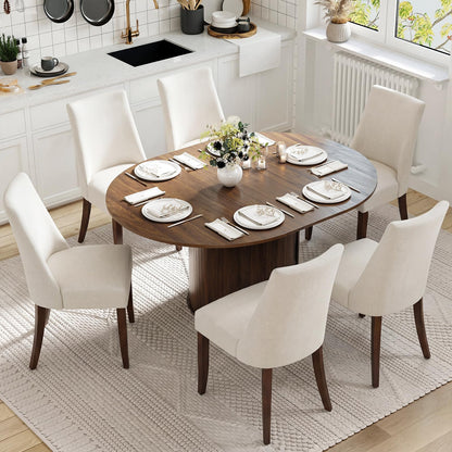 MALOL Modern Dining Chairs Set of 4, Mid Century Dining Room Chairs with Back, Farmhouse Upholstered Kitchen Chairs with Wood Legs for Dining Room/Restaurant, Beige