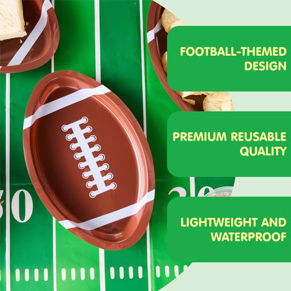 JOYIN 12 Pcs Football Plastic Trays, 11.5" X 7.5" Football Snack Trays & Platter, Sports Event Tailgate Party Supplies