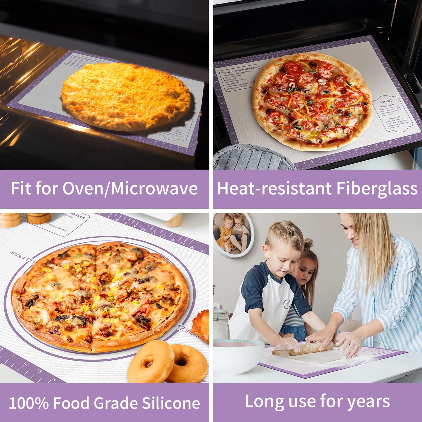 Silicone Mat for Baking, Non Stick Silicone Pastry Mat for Dough Pie Crust, Rolling Mats for Making Cookies Macarons Bread, Easy to Clean& Store