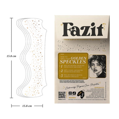 Fazit Gold Speckles - Glitter Freckle Makeup Patches - Shimmering Faux Freckles & Body Glitter - Waterproof, Long-Lasting Instant Glamour for Festivals & Parties - 6 Temporary Makeup Patches Per Pack