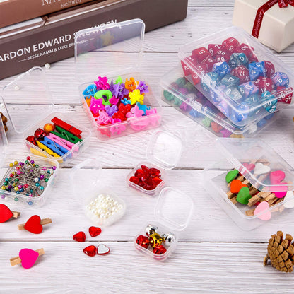 SATINIOR 24 Packs Small Clear Plastic Beads Storage Containers Box with Hinged Lid for Storage of Small Items, Crafts, Jewelry, Hardware (3.5 x 2.4 x 1.2 Inches)