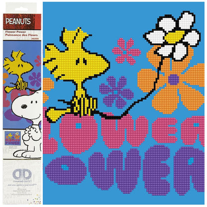 DIAMOND DOTZ Flower Power (Peanuts) Snoopy Diamond Painting Kits for Adults - Diamond Art Kits a Relaxing Creative Craft Kit with Dotz Gems 14"x 12.5"