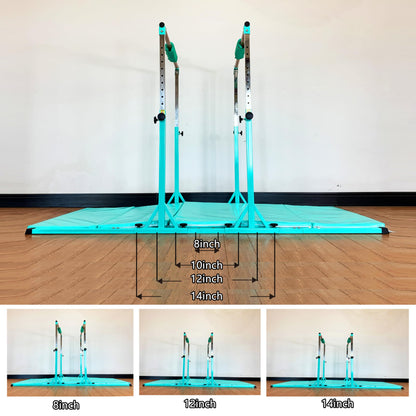 MARFULA Gymnastics Double Horizontal Bars 3Play Gymnastic Parallel Bars with Mat Uneven Bars Gymnastics Training Bar with 304 Stainless Steel Regulating Arms & Fiberglass Rail for Home Club Use